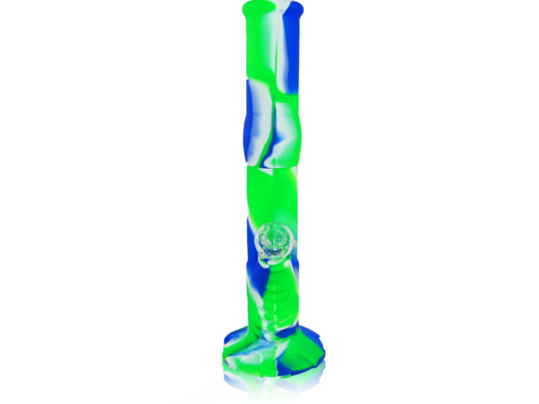Green Blue and White Silicone Bong