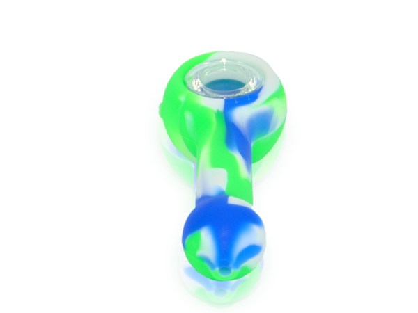 Green White & Blue Silicone Spoon Pipe