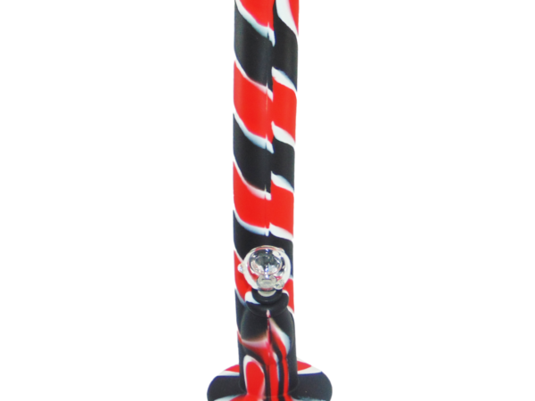 Red Black and White Swirl Silicone Bong