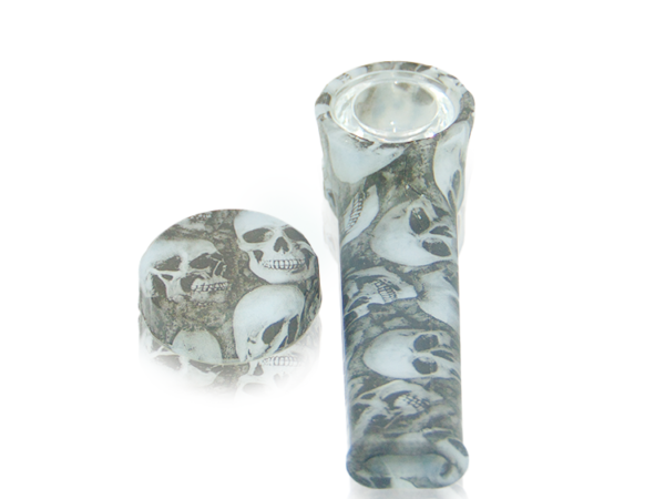 Skulls Silicone Smoking Pipe with Cap Lid