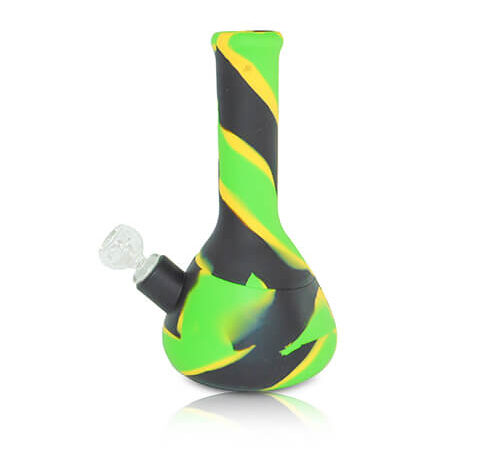 Black Green And Yellow Swirl Silicone Water Pipe