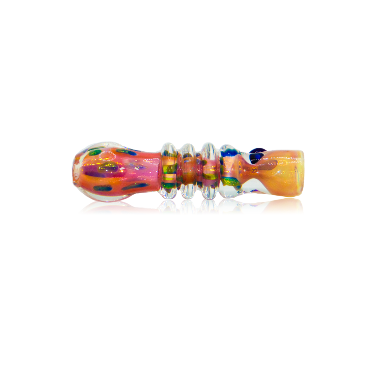 Pink Pale Chillum Pipe with Green Spots